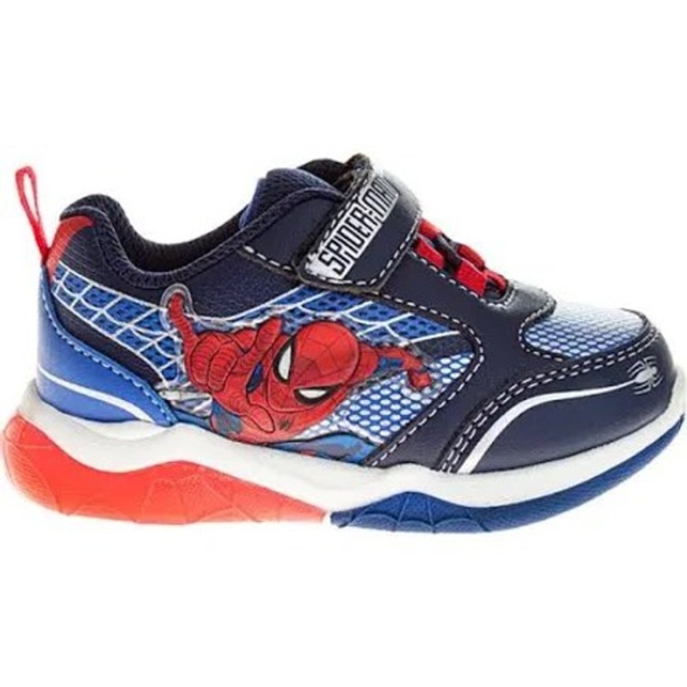 Marvel Spiderman Toddler Boys Light Up Sneakers Blue Red Silver Size 5 Ground Up